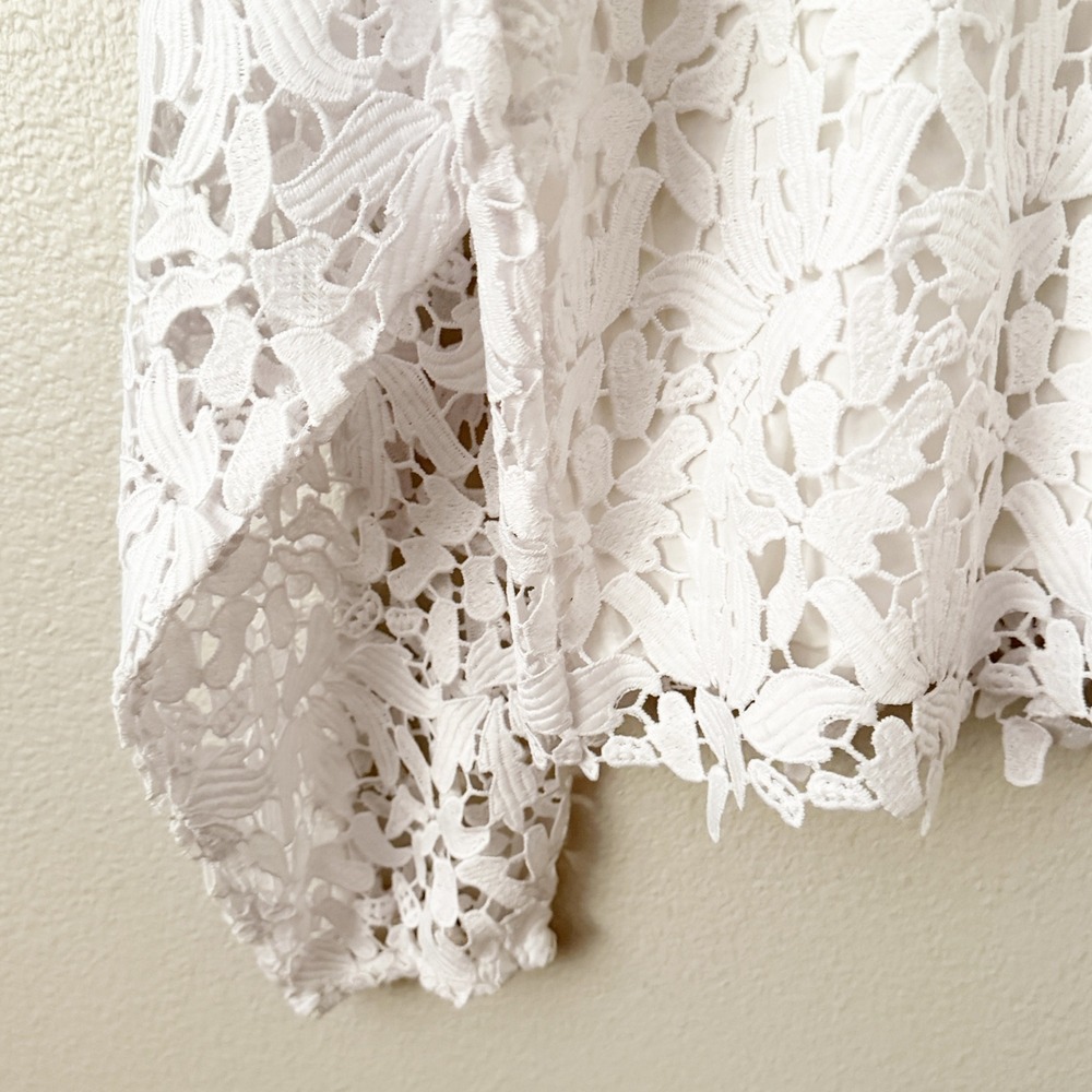 Robert Rodriguez White Floral Guipure Lace Mock Neck Blouse Top Large - Picture 6 of 6